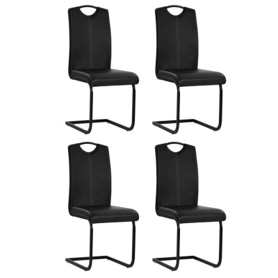 Sillas de comedor voladizas 4 unidades cuero sintético negro