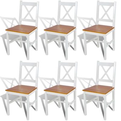 Sillas de comedor 6 unidades madera de pino blanco