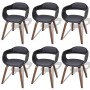 Sillas de comedor 6 unidades madera y cuero sintético negro