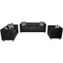 Conjunto de sofás de 2 y 3 plazas y sillón de cuero artificial negro