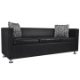 Conjunto de sofás de 2 y 3 plazas y sillón de cuero artificial negro