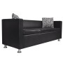 Conjunto de sofás de 2 y 3 plazas y sillón de cuero artificial negro