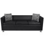 Conjunto de sofás de 2 y 3 plazas y sillón de cuero artificial negro