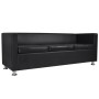 Conjunto de sofás de 2 y 3 plazas y sillón de cuero artificial negro