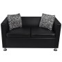 Conjunto de sofás de 2 y 3 plazas y sillón de cuero artificial negro