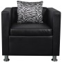 Conjunto de sofás de 2 y 3 plazas y sillón de cuero artificial negro