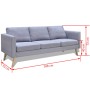 Set de sofás de 2 y 3 plazas de tela gris claro