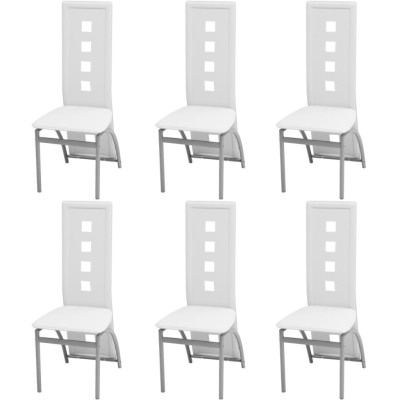 Sillas de comedor 6 uds cuero sintético blanco