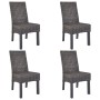 Sillas de comedor 4 unidades ratán Kubu y madera mango marrón