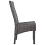 Sillas de comedor 4 unidades ratán Kubu y madera mango marrón