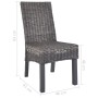 Sillas de comedor 4 unidades ratán Kubu y madera mango marrón