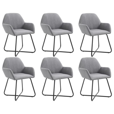 Sillas de comedor 6 unidades de tela gris claro