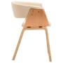 Sillas de comedor 4 uds madera curvada y cuero sintético crema
