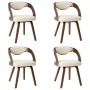 Sillas de comedor 4 uds madera curvada y cuero sintético crema