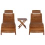 Set de tumbonas con mesita 3 piezas madera maciza de acacia