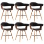 Sillas de comedor 6 uds cuero sintético y madera curvada negro