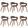 Sillas de comedor 6 unidades tela y madera curvada gris oscuro
