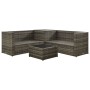Set de sofás de jardín 4 piezas y cojines ratán sintético gris