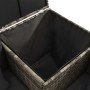 Set de sofás de jardín 4 piezas y cojines ratán sintético gris