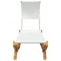 Tumbona con dosel madera maciza curvada crema 100x200x126 cm