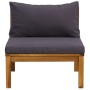 Muebles de jardín 3 pzas con cojines madera acacia gris oscuro