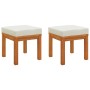 Taburetes de jardín con cojines 2 uds madera acacia 40x40x42 cm