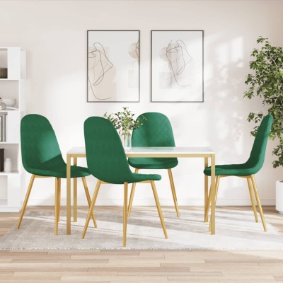 Sillas de comedor 4 unidades terciopelo verde oscuro