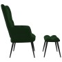 Sillón de relax con taburete terciopelo verde oscuro