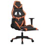 Silla gaming masaje y reposapiés cuero sintético negro naranja