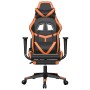 Silla gaming masaje y reposapiés cuero sintético negro naranja