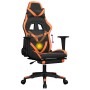 Silla gaming masaje y reposapiés cuero sintético negro naranja