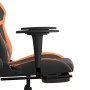 Silla gaming masaje y reposapiés cuero sintético negro naranja