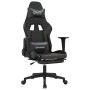 Silla gaming de masaje y reposapiés cuero sintético negro gris