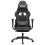 Silla gaming de masaje y reposapiés cuero sintético negro gris