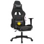 Silla gaming de masaje y reposapiés cuero sintético negro gris