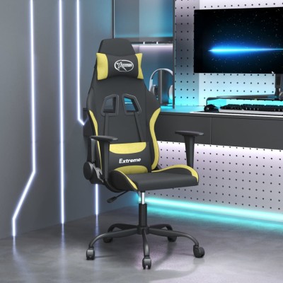 Silla gaming de masaje tela negro y verde claro