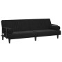 Sofá cama con reposabrazos terciopelo negro