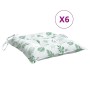 Cojines de silla 6 uds tela Oxford estampado hojas 50x50x7 cm