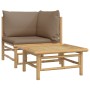 Set de muebles de jardín 2 piezas bambú y cojines gris taupe