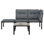 Set de muebles de jardín 4 piezas ratán sintético negro y gris