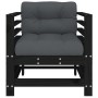 Sillones de jardín con cojines 2 uds madera maciza pino negro