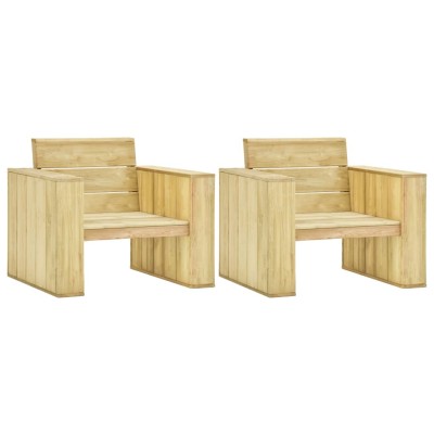 Sillas de jardín 2 uds madera de pino impregnada 89x76x76 cm