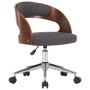 Silla de oficina giratoria de madera curvada y tela gris