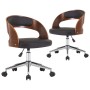 Sillas de comedor giratorias 2 uds madera curvada y cuero negro