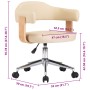 Silla de oficina giratoria madera curvada cuero sintético crema