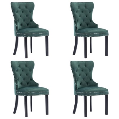 Sillas de comedor 4 unidades terciopelo verde oscuro