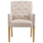 Sillas de comedor con reposabrazos 2 unidades de tela beige