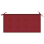 Banco de jardín madera maciza teca con cojín rojo tinto 112 cm