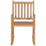 Silla mecedora de madera maciza de teca con cojín rojo