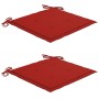 Silla mecedora de madera maciza de teca con cojín rojo